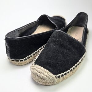 Via Spiga Arnelia Black Suede Jute Espadrille Flat Loafers Womens Size 6.5